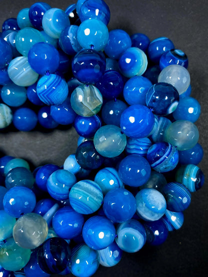 AAA Natural Botswana agate stone bead. Faceted 6mm 8mm 10mm 12mm round bead. Beautiful blue color Botswana gemstone bead! Full strand 15.5”