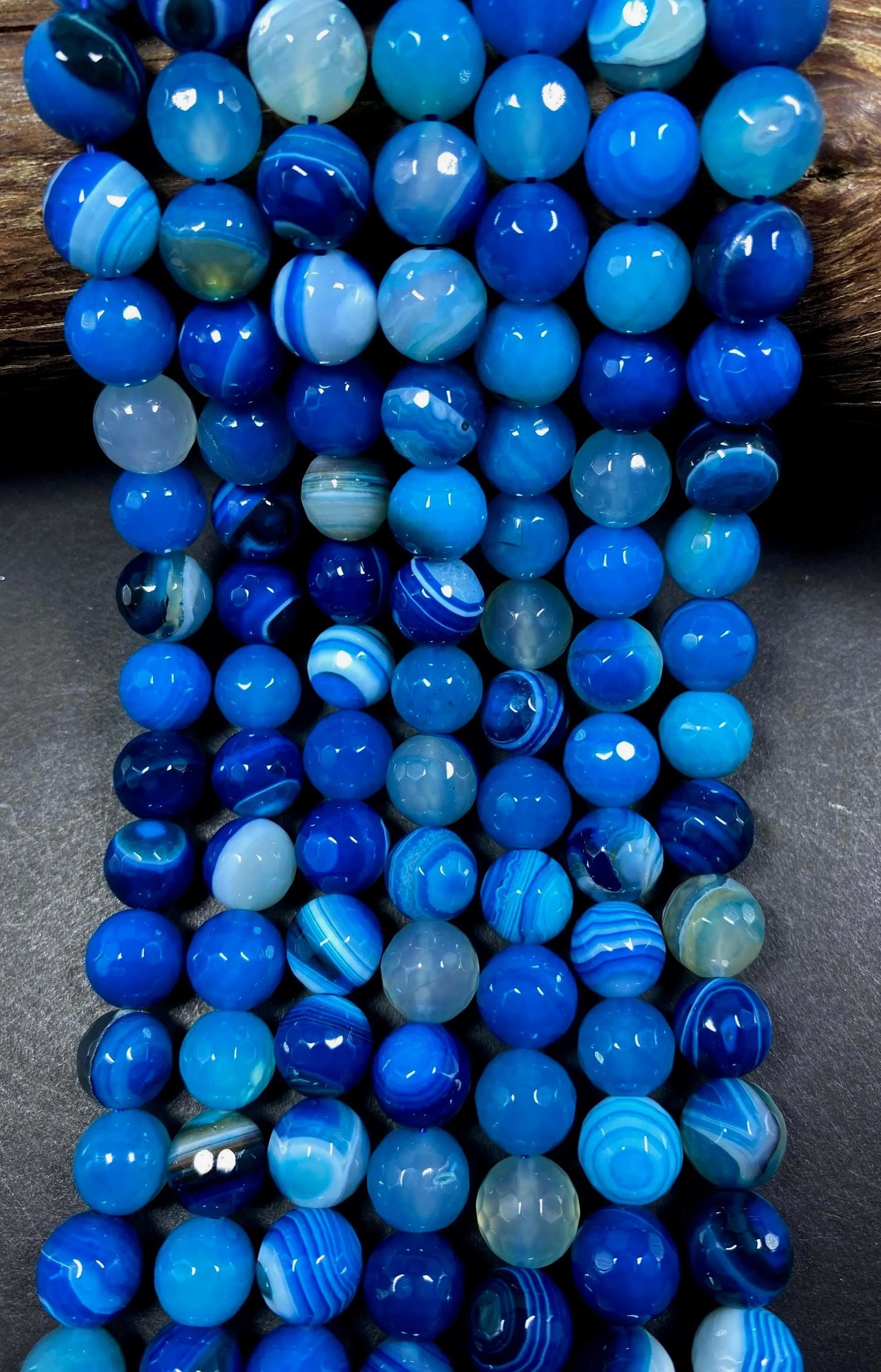 AAA Natural Botswana agate stone bead. Faceted 6mm 8mm 10mm 12mm round bead. Beautiful blue color Botswana gemstone bead! Full strand 15.5”
