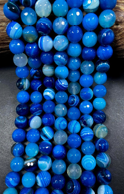 AAA Natural Botswana agate stone bead. Faceted 6mm 8mm 10mm 12mm round bead. Beautiful blue color Botswana gemstone bead! Full strand 15.5”