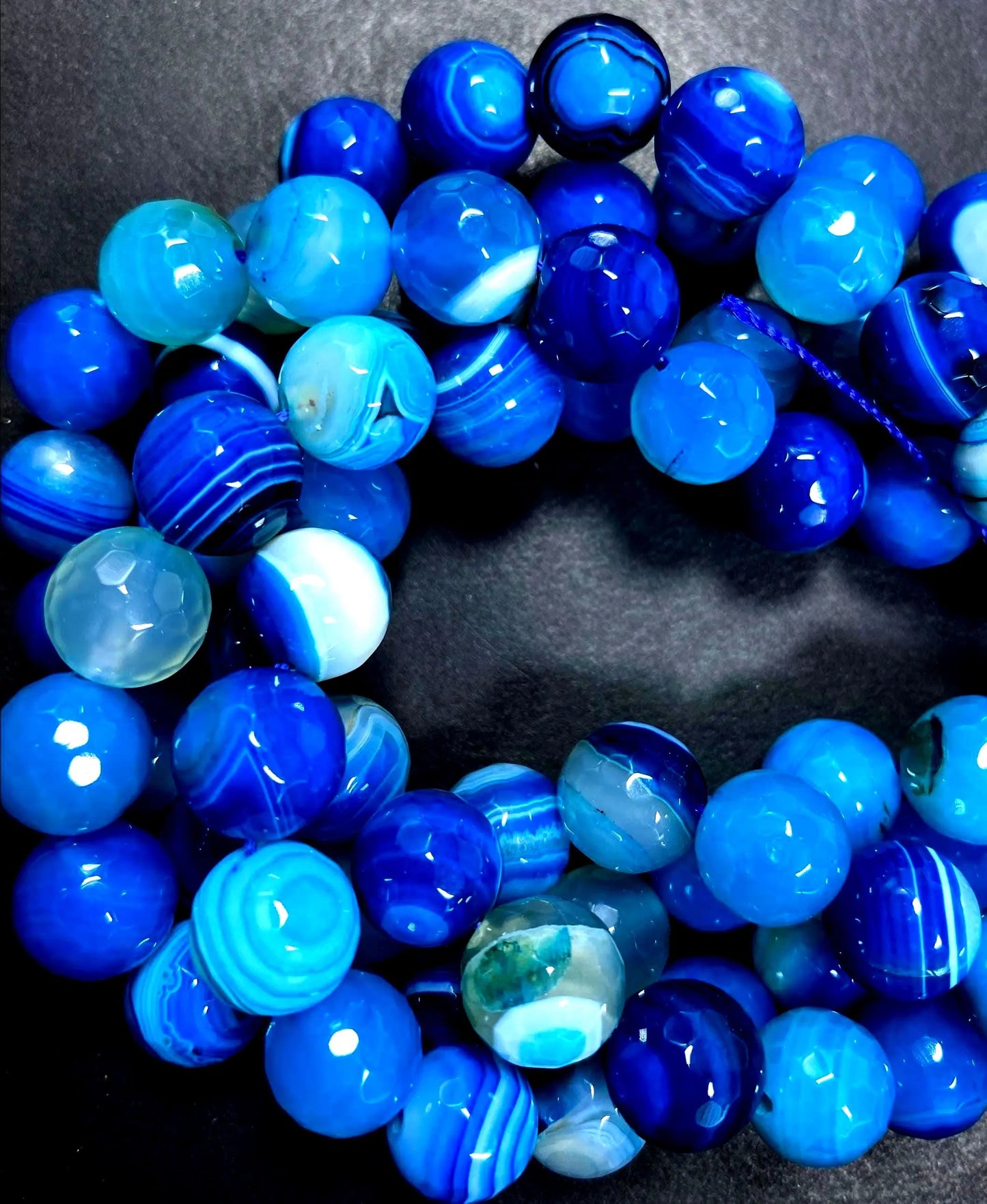 AAA Natural Botswana agate stone bead. Faceted 6mm 8mm 10mm 12mm round bead. Beautiful blue color Botswana gemstone bead! Full strand 15.5”
