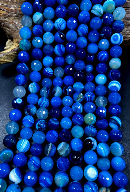 AAA Natural Botswana agate stone bead. Faceted 6mm 8mm 10mm 12mm round bead. Beautiful blue color Botswana gemstone bead! Full strand 15.5”
