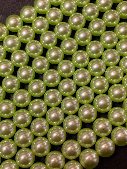Chinese Swarovski Pearl Crystal Beads 4mm 6mm 8mm 10mm 12mm Round Bead, Beautiful Green Swarovski Crystal Pearl 15.5"