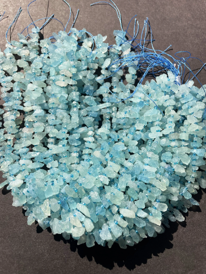 AAA Natural Raw Aquamarine Gemstone Bead, About 5x12mm Freeform Stick Shape, Gorgeous Natural Blue Color Aquamarine Gemstone Beads