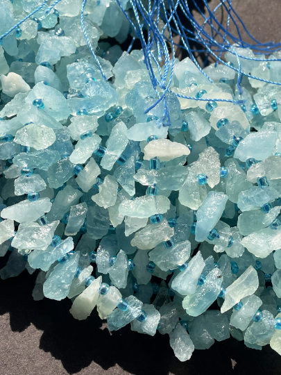 AAA Natural Raw Aquamarine Gemstone Bead, About 5x12mm Freeform Stick Shape, Gorgeous Natural Blue Color Aquamarine Gemstone Beads