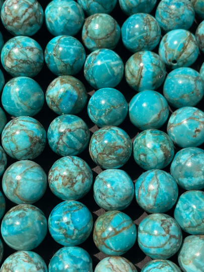 Beautiful Natural Turquoise Stone Bead 6mm 8mm 10mm Round Bead, Gorgeous Blue Turquoise Gemstone Bead Full Strand 15.5"