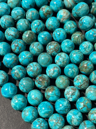 Beautiful Natural Turquoise Stone Bead 6mm 8mm 10mm Round Bead, Gorgeous Blue Turquoise Gemstone Bead Full Strand 15.5"