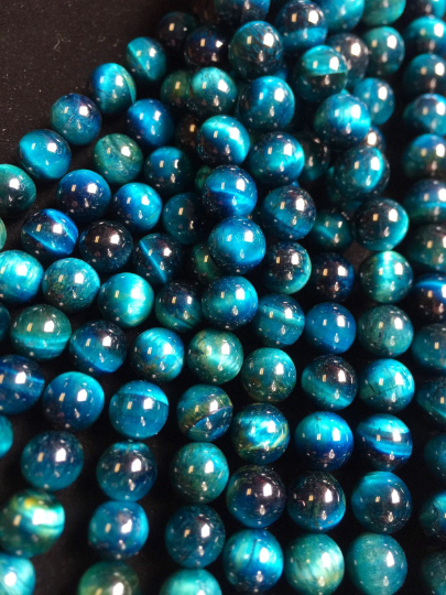 AAA Tiger Eye Gemstone Bead, Turquoise Blue Color Tiger Eye Gemstone Beads, Gorgeous Tiger Eye Stone Bead 4mm 6mm 8mm 10mm 12mm Round Beads, Full