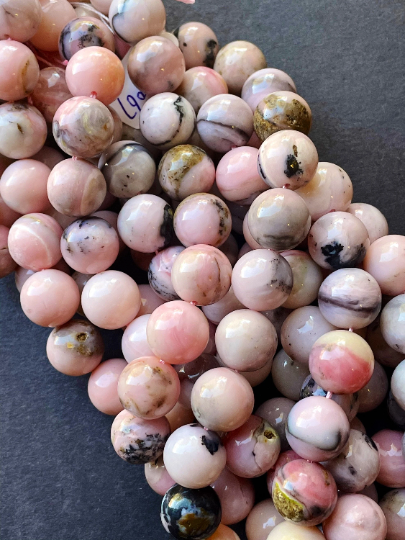 AAA Natural Pink Opal Gemstone Bead 6mm 8mm 10mm 12mm Smooth Round Bead, Beautiful Natural Rose Pink Color Opal Gemstone Bead, Full Strand 15.5” strand