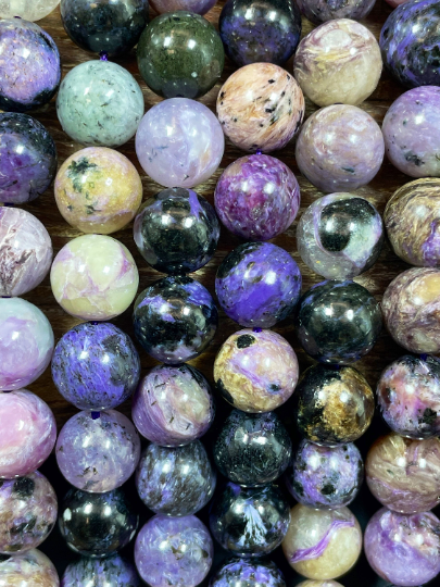 Natural Charoite Gemstone Bead 6mm 8mm 10mm Round Bead, Gorgeous Natural Purple Black Color Charoite Gemstone Beads, Full Strand 15.5"