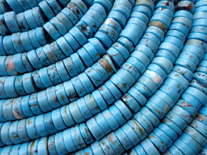 AAA Natural Howlite Turquoise Gemstone Beads, 6x3mm Tube Rondelle Shape Beads, Beautiful Blue Color, Great Quality Bead! Full length 15.5"