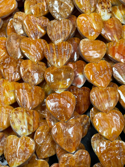 AAA Natural Spiny Oyster Heart Shape Shell Beads. Gorgeous Natural Orange Yellow Spiny Oyster Shell Bead.