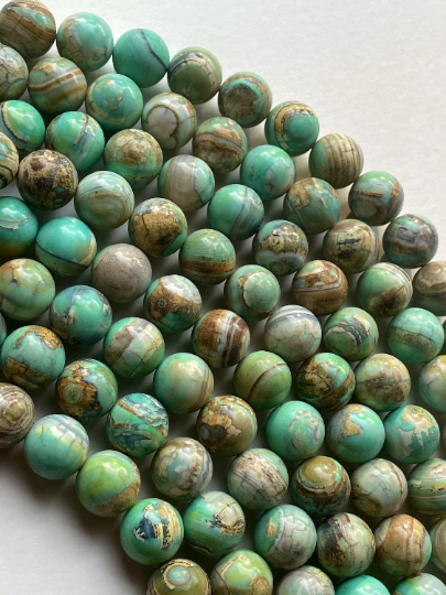 Natural Dragon Skin Agate Stone Bead 6mm 8mm 10mm 12mm Round Bead. Gorgeous Spring Green with Gray Color Design Agate Gemstone 15.5”