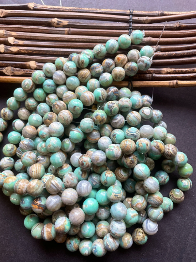 Natural Dragon Skin Agate Stone Bead 6mm 8mm 10mm 12mm Round Bead. Gorgeous Spring Green with Gray Color Design Agate Gemstone 15.5”