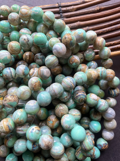 Natural Dragon Skin Agate Stone Bead 6mm 8mm 10mm 12mm Round Bead. Gorgeous Spring Green with Gray Color Design Agate Gemstone 15.5”