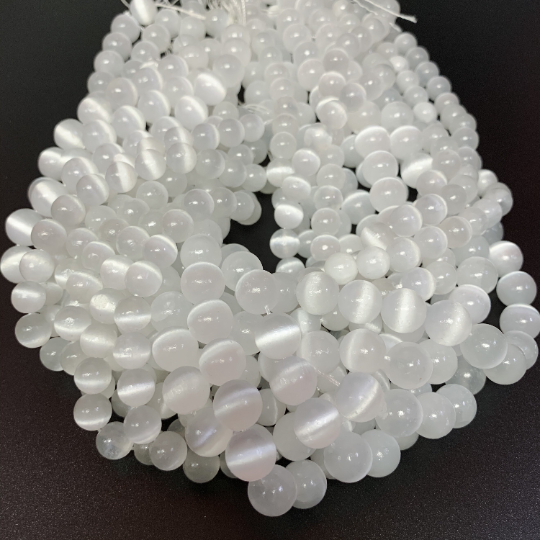 AAA Natural Selenite Gemstone Bead 4mm 6mm 8mm 10mm 12mm Round Bead, Gorgeous Natural White Color Selenite Gemstone Bead