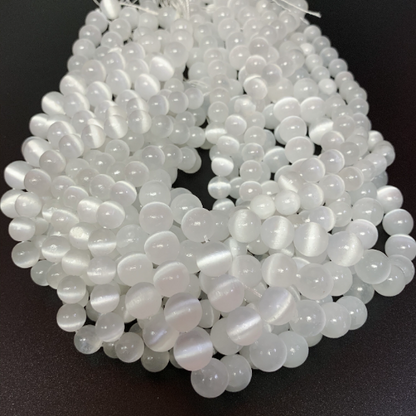 AAA Natural Selenite Gemstone Bead 4mm 6mm 8mm 10mm 12mm Round Bead, Gorgeous Natural White Color Selenite Gemstone Bead