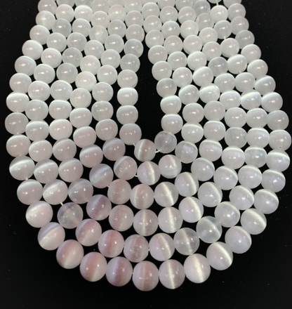 AAA Natural Selenite Gemstone Bead 4mm 6mm 8mm 10mm 12mm Round Bead, Gorgeous Natural White Color Selenite Gemstone Bead