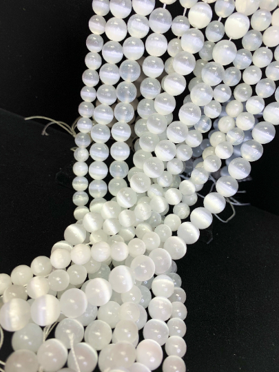 AAA Natural Selenite Gemstone Bead 4mm 6mm 8mm 10mm 12mm Round Bead, Gorgeous Natural White Color Selenite Gemstone Bead