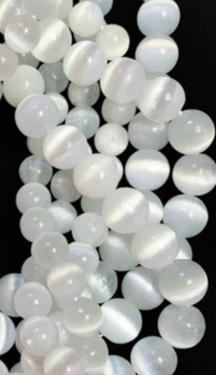 AAA Natural Selenite Gemstone Bead 4mm 6mm 8mm 10mm 12mm Round Bead, Gorgeous Natural White Color Selenite Gemstone Bead