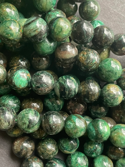 Beautiful Emerald Gemstone Bead 6mm 8mm 10mm Round Bead, Gorgeous Natural Dark Green Color Emerald Gemstone Bead Full Strand 15.5”