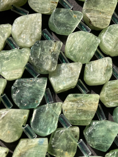 Natural Green Kyanite Gemstone Bead 10x12mm Teardrop Shape Bead, Gorgeous Natural Green Color Kyanite Gemstone Bead