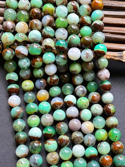 AAA Natural Chrysoprase Gemstone Bead 4mm 6mm 8mm 10mm 12mm Round Bead, Gorgeous Green Brown Chrysoprase Gemstone Bead