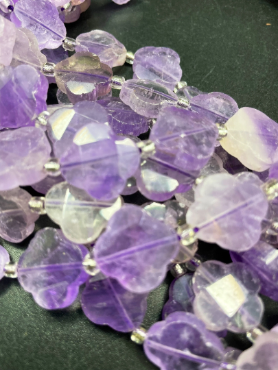 AAA Natural Amethyst Gemstone Bead 17mm Faceted Clover Flower Shape Bead, Gorgeous Natural Lavender Purple Color Amethyst Bead