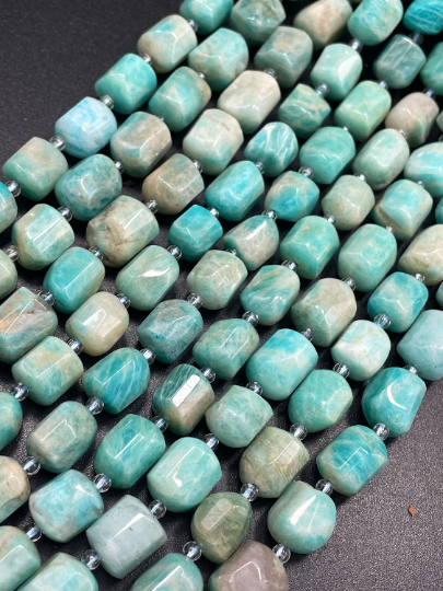 AA Natural Amazonite Gemstone Bead 9x12mm Faceted Nugget Shape, Beautiful Natural Blue Color Amazonite Gemstone Bead