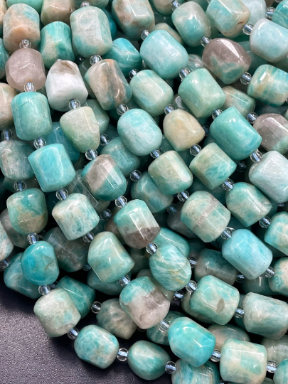 AA Natural Amazonite Gemstone Bead 9x12mm Faceted Nugget Shape, Beautiful Natural Blue Color Amazonite Gemstone Bead