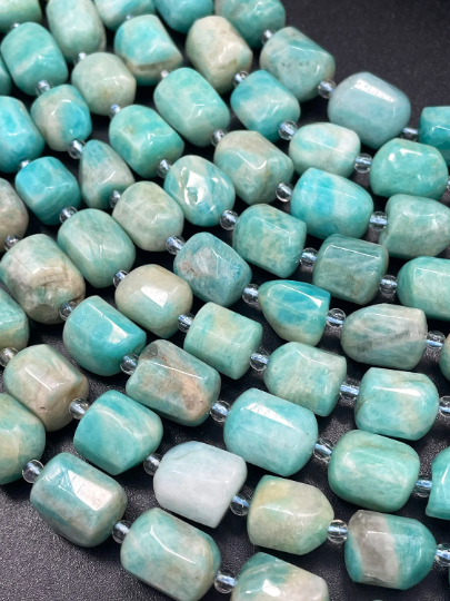 AA Natural Amazonite Gemstone Bead 9x12mm Faceted Nugget Shape, Beautiful Natural Blue Color Amazonite Gemstone Bead