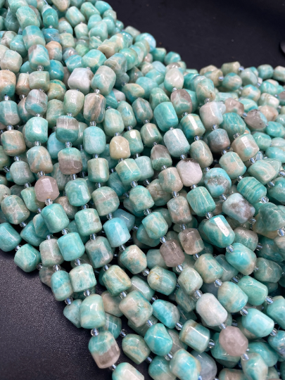 AA Natural Amazonite Gemstone Bead 9x12mm Faceted Nugget Shape, Beautiful Natural Blue Color Amazonite Gemstone Bead