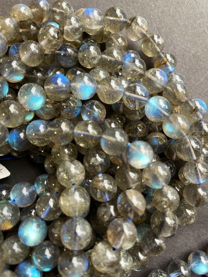 AAA Blue Flash Labradorite Gemstone Bead 4mm 6mm 8mm 10mm 12mm Round Beads, Beautiful Natural Gray Color with Blue Flash Labradorite Gemstone Bead