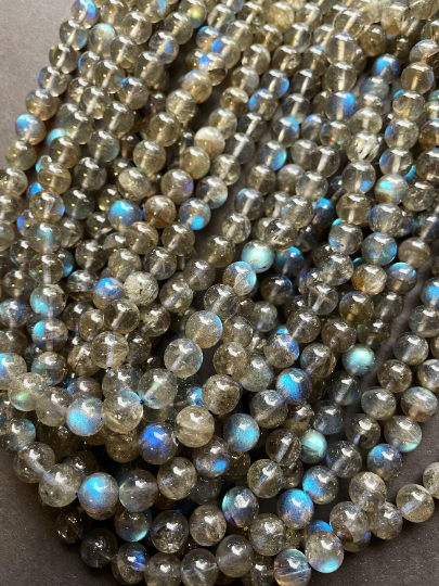 AAA Blue Flash Labradorite Gemstone Bead 4mm 6mm 8mm 10mm 12mm Round Beads, Beautiful Natural Gray Color with Blue Flash Labradorite Gemstone Bead