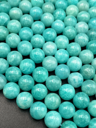 AAA Natural Amazonite Gemstone Bead 6mm 8mm 10mm Round Bead, Gorgeous Natural Blue Green Color Amazonite Gemstone Bead, Full Strand 15.5"