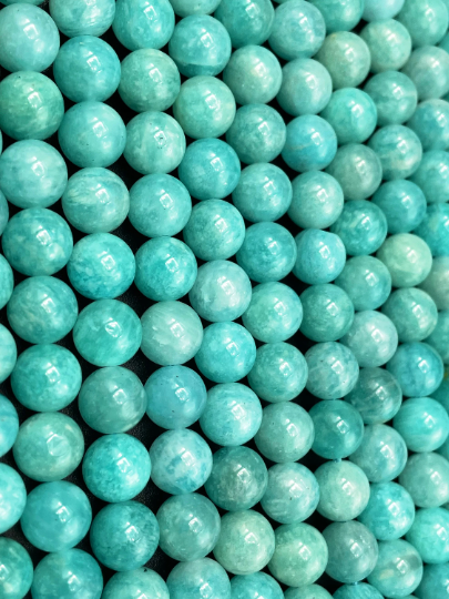 AAA Natural Amazonite Gemstone Bead 6mm 8mm 10mm Round Bead, Gorgeous Natural Blue Green Color Amazonite Gemstone Bead, Full Strand 15.5"