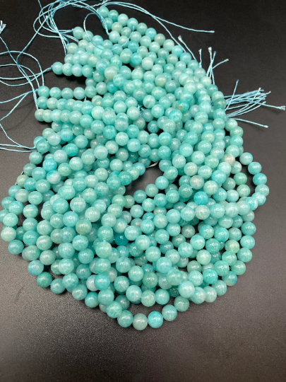 AAA Natural Amazonite Gemstone Bead 6mm 8mm 10mm Round Bead, Gorgeous Natural Blue Green Color Amazonite Gemstone Bead, Full Strand 15.5"