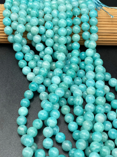 AAA Natural Amazonite Gemstone Bead 6mm 8mm 10mm Round Bead, Gorgeous Natural Blue Green Color Amazonite Gemstone Bead, Full Strand 15.5"