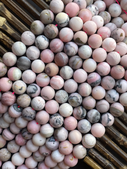 AAA Natural Pink Opal Gemstone Bead 6mm 8mm 10mm 12mm Matte Round Bead, Gorgeous Natural Pink Brown Color Pink Opal Gemstone Bead Full Strand 15.5"