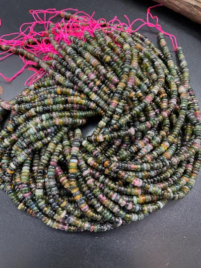 AAA Natural Tourmaline Gemstone Bead 3x6mm Rondelle Shape Bead, Gorgeous Multicolor Tourmaline Gemstone bead, Full Strand 15.5"