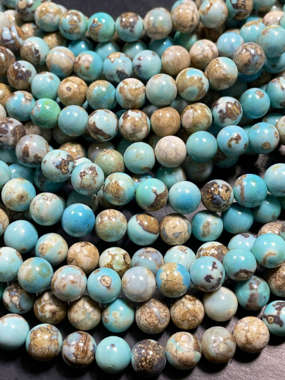 Natural Dragon Skin Agate Gemstone Bead 8mm 10mm 12mm Round Bead, Gorgeous Natural Blue Brown Color Gemstone Bead