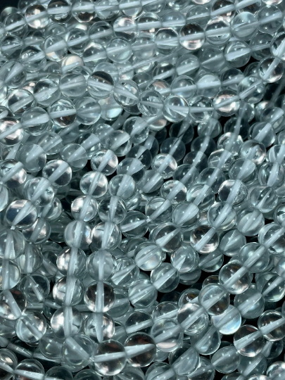 Mermaid Glass Beads 6mm 8mm 10mm 12mm Round Beads, Beautiful Clear with White Flashes Mermaid Glass Beads