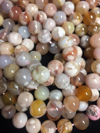 Natural Blossom Flower Agate Bead 6mm 8mm 10mm 12mm Round Beads, Beautiful Beige Color Blossom Flower Agate Beads