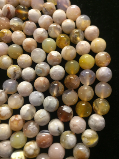 Natural Blossom Flower Agate Bead 6mm 8mm 10mm 12mm Round Beads, Beautiful Beige Color Blossom Flower Agate Beads