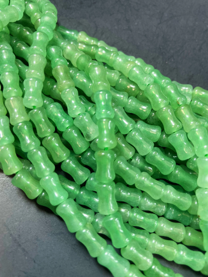 AAA Green Aventurine Jade Gemstone Bead 6x10mm Bamboo Shape Bead, Gorgeous Natural Green Color Aventurine Jade Gemstone Bead