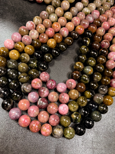 AAA Natural Multicolor Tourmaline Gemstone Bead 4mm 6mm 8mm 10mm Round Beads, Gorgeous Multicolor Tourmaline Gemstone Beads, High Quality Full Strand 15.5"