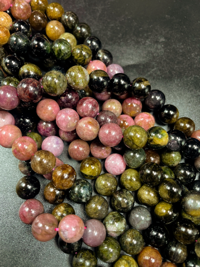 AAA Natural Multicolor Tourmaline Gemstone Bead 4mm 6mm 8mm 10mm Round Beads, Gorgeous Multicolor Tourmaline Gemstone Beads, High Quality Full Strand 15.5"