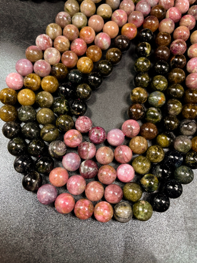 AAA Natural Multicolor Tourmaline Gemstone Bead 4mm 6mm 8mm 10mm Round Beads, Gorgeous Multicolor Tourmaline Gemstone Beads, High Quality Full Strand 15.5"