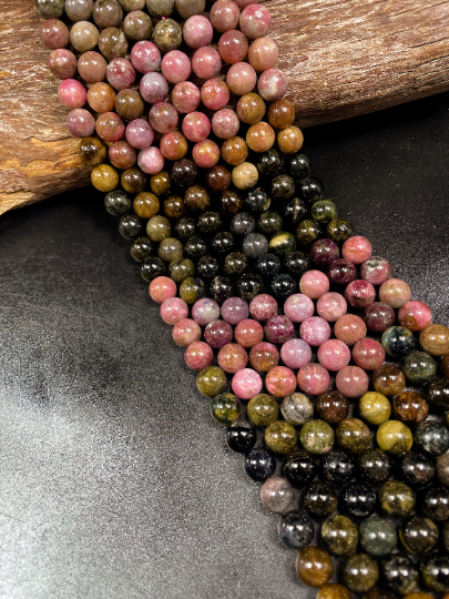 AAA Natural Multicolor Tourmaline Gemstone Bead 4mm 6mm 8mm 10mm Round Beads, Gorgeous Multicolor Tourmaline Gemstone Beads, High Quality Full Strand 15.5"