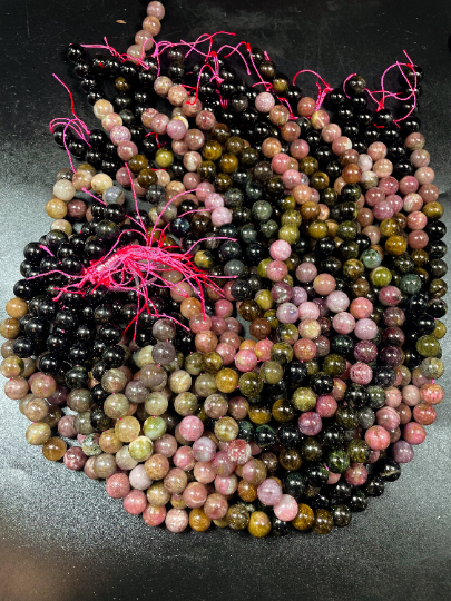 AAA Natural Multicolor Tourmaline Gemstone Bead 4mm 6mm 8mm 10mm Round Beads, Gorgeous Multicolor Tourmaline Gemstone Beads, High Quality Full Strand 15.5"