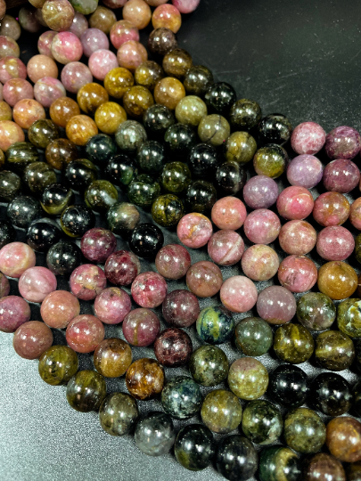 AAA Natural Multicolor Tourmaline Gemstone Bead 4mm 6mm 8mm 10mm Round Beads, Gorgeous Multicolor Tourmaline Gemstone Beads, High Quality Full Strand 15.5"